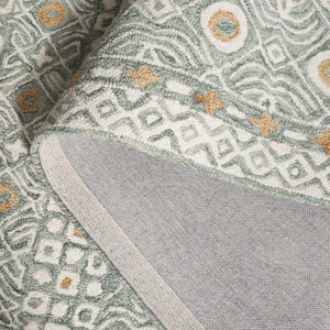 Safavieh Micro-loop Hand-tufted Wool And Cotton Area Rug - Elegant Geometric Design For Modern Homes Green ,Ivory 80% Wool And 20% Cotton Mlp801y-27