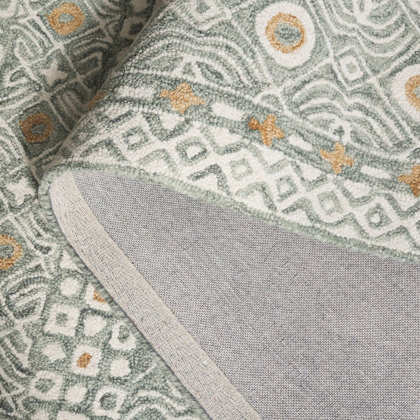 Safavieh Micro-loop Hand-tufted Wool And Cotton Area Rug - Elegant Geometric Design For Modern Homes Green ,Ivory 80% Wool And 20% Cotton Mlp801y-27