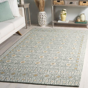 Safavieh Micro-loop Hand-tufted Wool And Cotton Area Rug - Elegant Geometric Design For Modern Homes Green ,Ivory 80% Wool And 20% Cotton Mlp801y-27