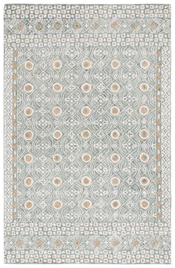 Safavieh Micro-loop Hand-tufted Wool And Cotton Area Rug - Elegant Geometric Design For Modern Homes Green ,Ivory 80% Wool And 20% Cotton Mlp801y-27