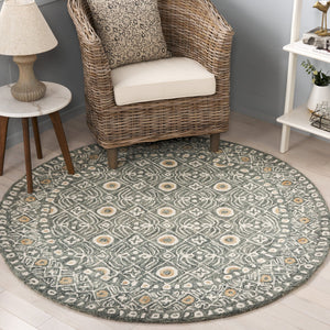 Safavieh Micro-loop Hand-tufted Wool And Cotton Area Rug - Elegant Geometric Design For Modern Homes Green ,Ivory 80% Wool And 20% Cotton Mlp801y-27