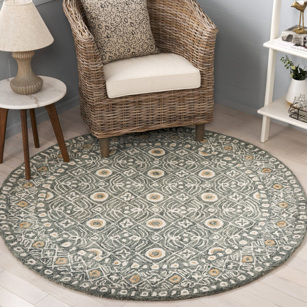 Safavieh Micro-loop Hand-tufted Wool And Cotton Area Rug - Elegant Geometric Design For Modern Homes Green ,Ivory 80% Wool And 20% Cotton Mlp801y-27