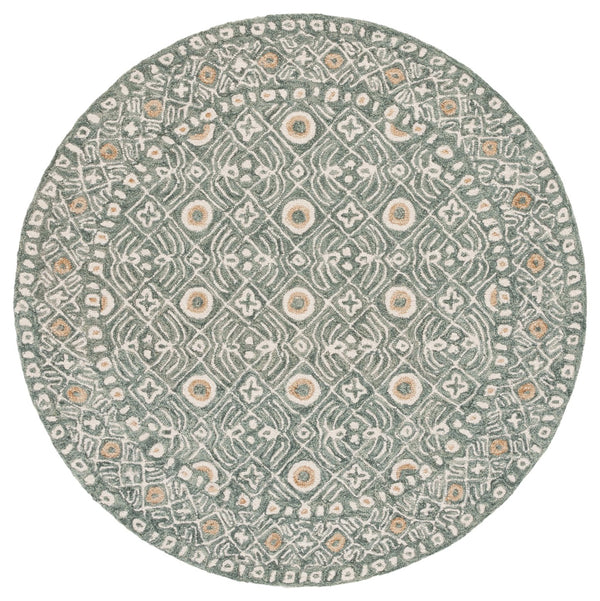 Safavieh Micro-loop Hand-tufted Wool And Cotton Area Rug - Elegant Geometric Design For Modern Homes Green ,Ivory 80% Wool And 20% Cotton Mlp801y-27