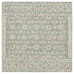 Safavieh Micro-loop Hand-tufted Wool And Cotton Area Rug - Elegant Geometric Design For Modern Homes Green ,Ivory 80% Wool And 20% Cotton Mlp801y-27