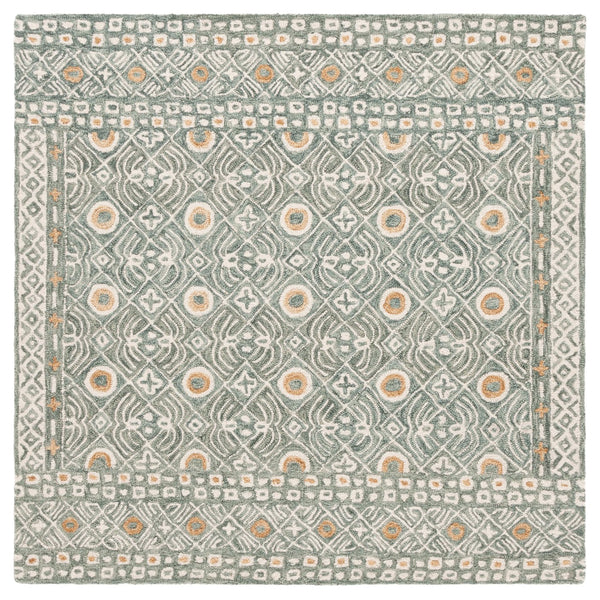 Safavieh Micro-loop Hand-tufted Wool And Cotton Area Rug - Elegant Geometric Design For Modern Homes Green ,Ivory 80% Wool And 20% Cotton Mlp801y-27