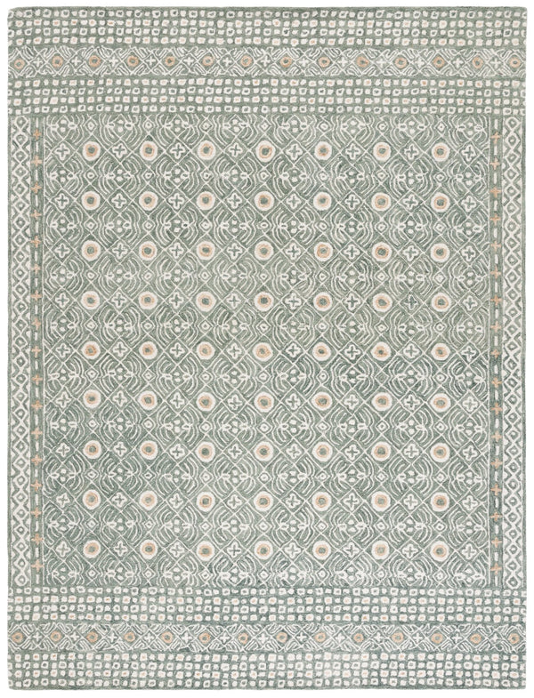 Safavieh Micro-loop Hand-tufted Wool And Cotton Area Rug - Elegant Geometric Design For Modern Homes Green ,Ivory 80% Wool And 20% Cotton Mlp801y-27