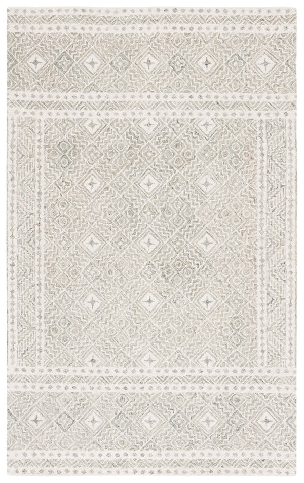 Safavieh Micro-loop Hand-tufted Rug In Elegant Grey And Ivory – Timeless Artistry For Any Home Decor Style Silver ,Ivory 80% Wool And 20% Cotton Mlp803g-4
