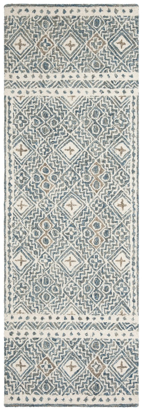 Safavieh Micro-Loop Hand Tufted Wool Geometric Bohemian Runner Rug for Hallways and Entryways 2'-3" x 11'-0" MLP803M-211