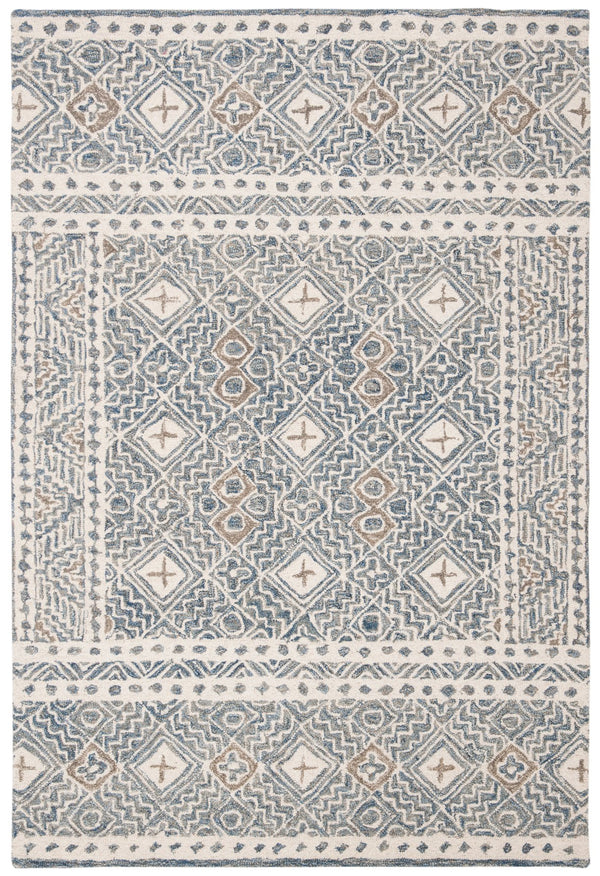 Safavieh Micro-loop Hand-tufted Rug In Elegant Grey And Ivory – Timeless Artistry For Any Home Decor Style Blue ,Ivory 80% Wool And 20% Cotton Mlp803m-10