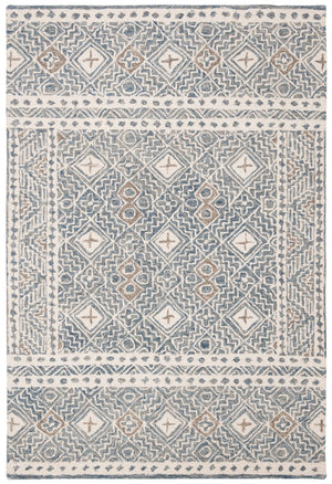Safavieh Micro-loop Timeless Grey And Ivory Transitional Area Rug - Hand-tufted Luxury For Your Home Decor Blue ,Ivory 80% Wool And 20% Cotton Mlp803m-1115
