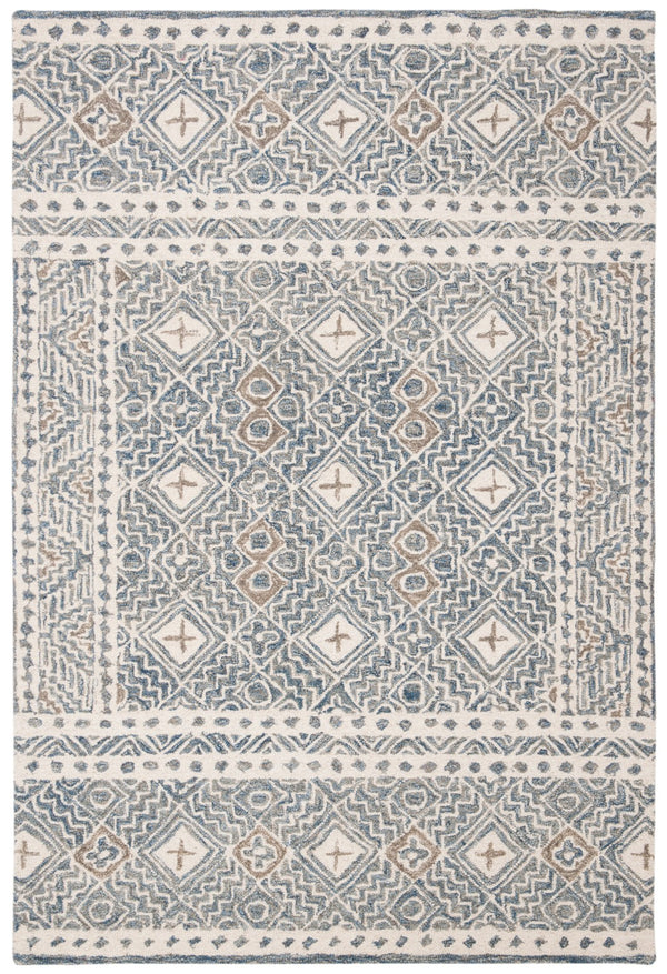 Safavieh Micro-loop Timeless Grey And Ivory Transitional Area Rug - Hand-tufted Luxury For Your Home Decor Blue ,Ivory 80% Wool And 20% Cotton Mlp803m-1115