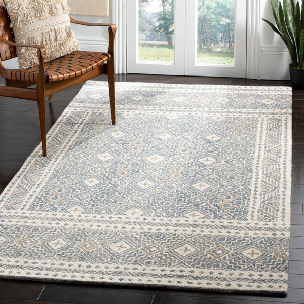 Safavieh Micro-loop Timeless Grey And Ivory Transitional Area Rug - Hand-tufted Luxury For Your Home Decor Blue ,Ivory 80% Wool And 20% Cotton Mlp803m-1115
