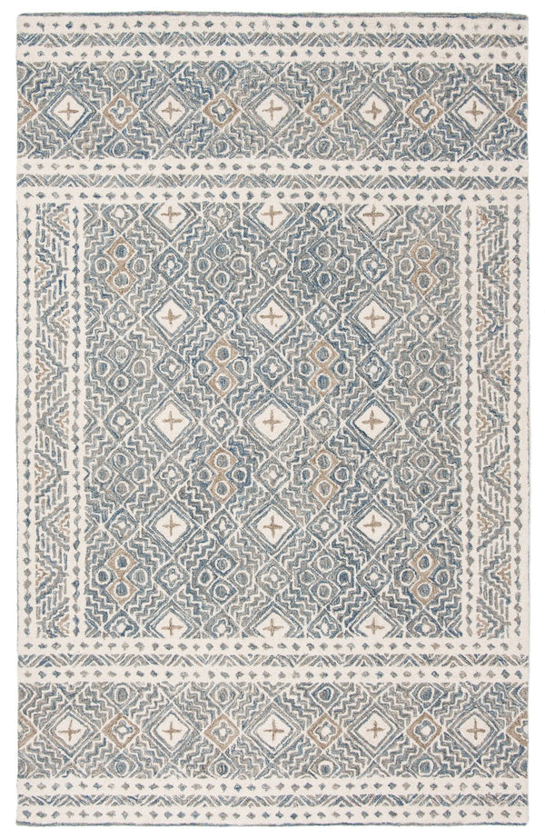 Safavieh Micro-loop Hand-tufted Rug In Elegant Grey And Ivory – Timeless Artistry For Any Home Decor Style Blue ,Ivory 80% Wool And 20% Cotton Mlp803m-10