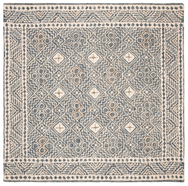 Safavieh Micro-loop Timeless Grey And Ivory Transitional Area Rug - Hand-tufted Luxury For Your Home Decor Blue ,Ivory 80% Wool And 20% Cotton Mlp803m-1115