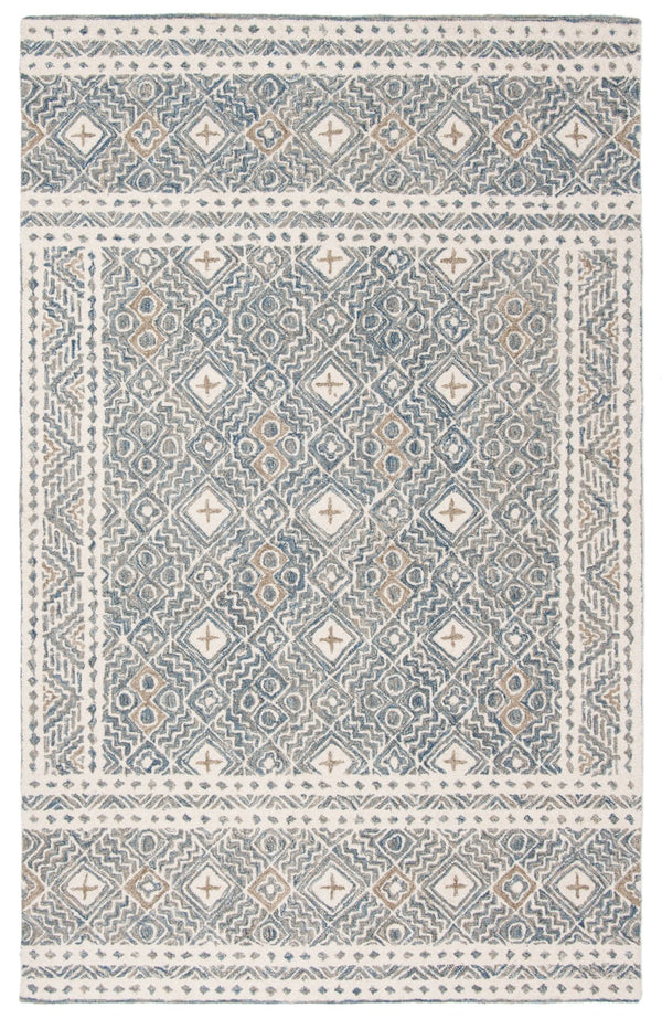 Safavieh Micro-loop Timeless Grey And Ivory Transitional Area Rug - Hand-tufted Luxury For Your Home Decor Blue ,Ivory 80% Wool And 20% Cotton Mlp803m-1115