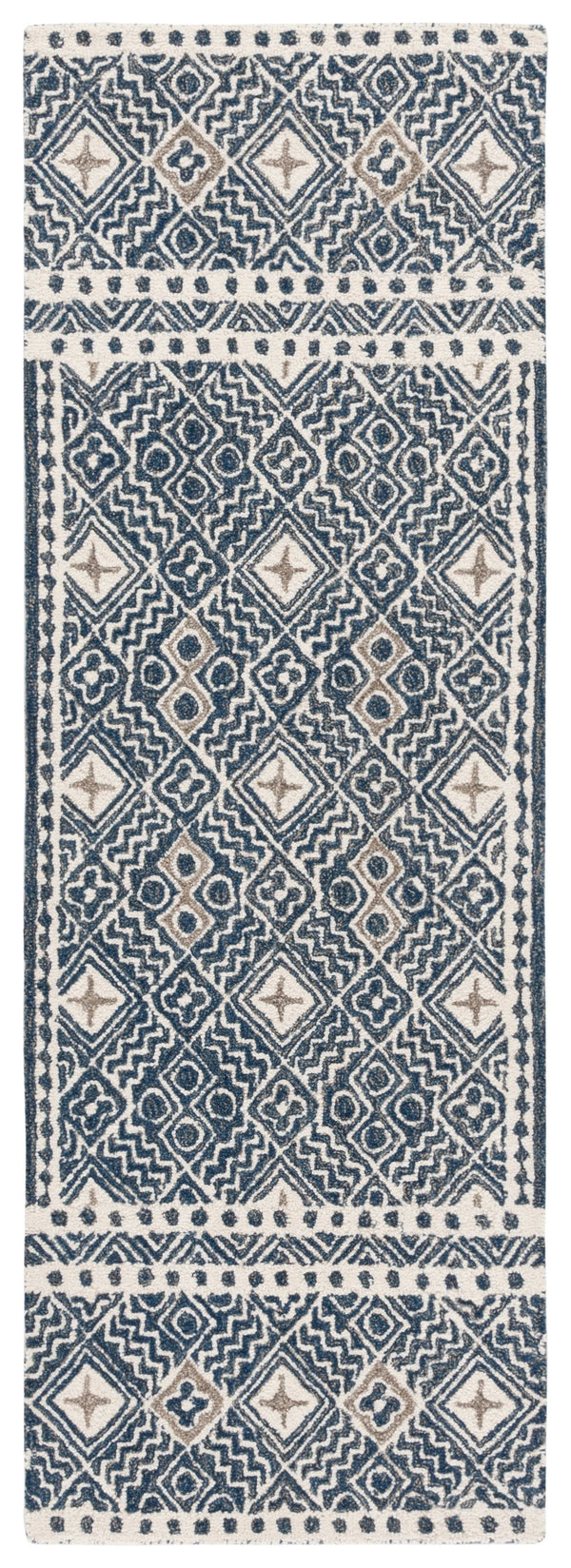 Safavieh Micro-loop Hand-tufted Rug In Elegant Grey And Ivory – Timeless Artistry For Any Home Decor Style Navy ,Ivory 80% Wool And 20% Cotton Mlp803n-27