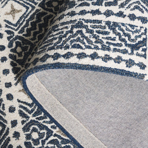 Safavieh Micro-loop Hand-tufted Rug In Elegant Grey And Ivory – Timeless Artistry For Any Home Decor Style Navy ,Ivory 80% Wool And 20% Cotton Mlp803n-27