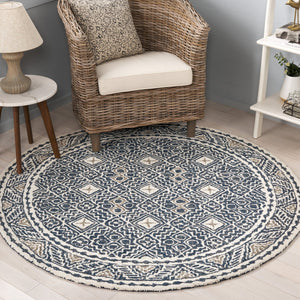 Safavieh Micro-loop Hand-tufted Rug In Elegant Grey And Ivory – Timeless Artistry For Any Home Decor Style Navy ,Ivory 80% Wool And 20% Cotton Mlp803n-27