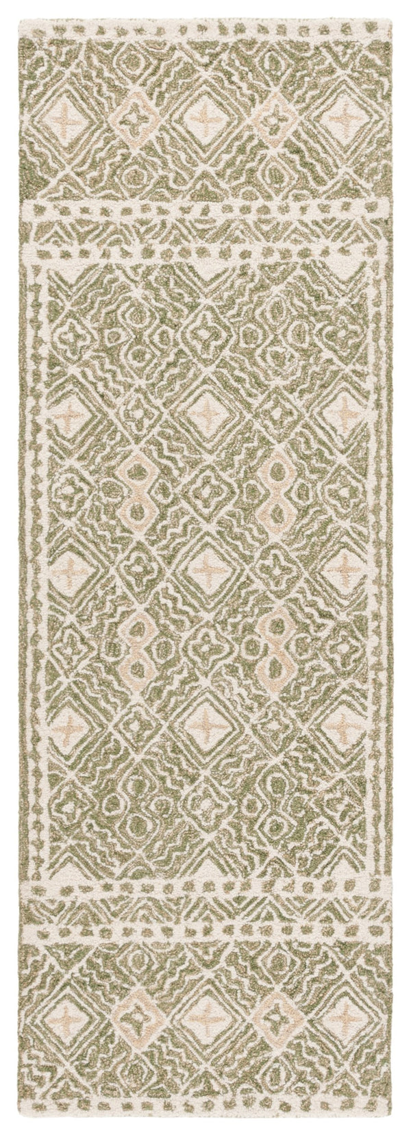 Safavieh Micro-loop Hand-tufted Rug In Elegant Grey And Ivory – Timeless Artistry For Any Home Decor Style Green ,Ivory 80% Wool And 20% Cotton Mlp803y-27