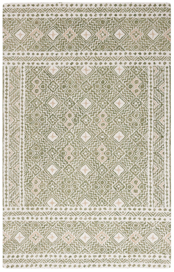 Safavieh Micro-loop Hand-tufted Rug In Elegant Grey And Ivory – Timeless Artistry For Any Home Decor Style Green ,Ivory 80% Wool And 20% Cotton Mlp803y-27