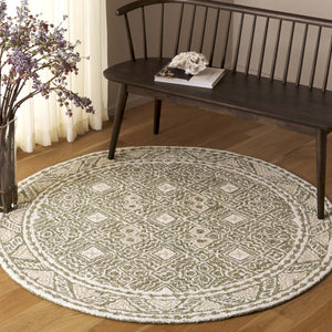 Safavieh Micro-loop Hand-tufted Rug In Elegant Grey And Ivory – Timeless Artistry For Any Home Decor Style Green ,Ivory 80% Wool And 20% Cotton Mlp803y-27