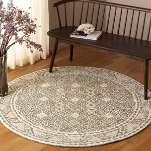 Safavieh Micro-loop Timeless Grey And Ivory Transitional Area Rug - Hand-tufted Luxury For Your Home Decor Green ,Ivory 80% Wool And 20% Cotton Mlp803y-6