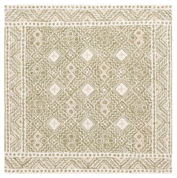 Safavieh Micro-loop Timeless Grey And Ivory Transitional Area Rug - Hand-tufted Luxury For Your Home Decor Green ,Ivory 80% Wool And 20% Cotton Mlp803y-6