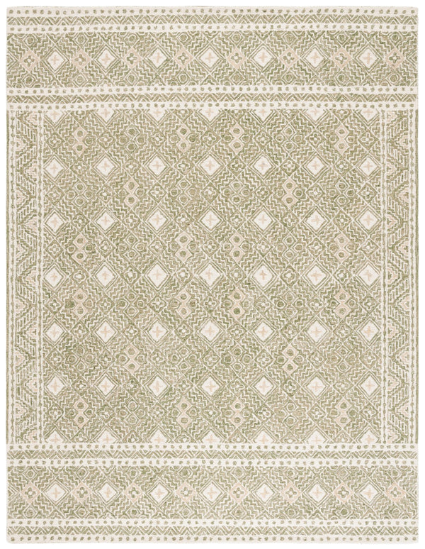 Safavieh Micro-loop Hand-tufted Rug In Elegant Grey And Ivory – Timeless Artistry For Any Home Decor Style Green ,Ivory 80% Wool And 20% Cotton Mlp803y-27