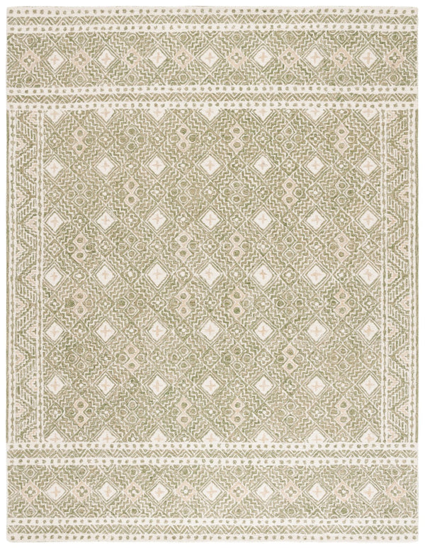 Safavieh Micro-loop Timeless Grey And Ivory Transitional Area Rug - Hand-tufted Luxury For Your Home Decor Green ,Ivory 80% Wool And 20% Cotton Mlp803y-6