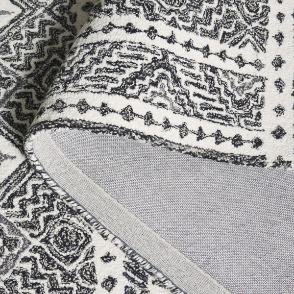 Safavieh Micro-loop Timeless Grey And Ivory Transitional Area Rug - Hand-tufted Luxury For Your Home Decor Black ,Ivory 80% Wool And 20% Cotton Mlp803z-3sq