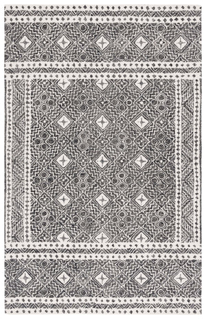 Safavieh Micro-loop Hand-tufted Rug In Elegant Grey And Ivory – Timeless Artistry For Any Home Decor Style Black ,Ivory 80% Wool And 20% Cotton Mlp803z-5sq