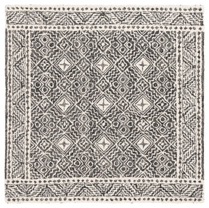 Safavieh Micro-loop Hand-tufted Rug In Elegant Grey And Ivory – Timeless Artistry For Any Home Decor Style Black ,Ivory 80% Wool And 20% Cotton Mlp803z-5sq