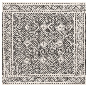 Safavieh Micro-loop Timeless Grey And Ivory Transitional Area Rug - Hand-tufted Luxury For Your Home Decor Black ,Ivory 80% Wool And 20% Cotton Mlp803z-3sq