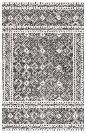 Safavieh Micro-loop Timeless Grey And Ivory Transitional Area Rug - Hand-tufted Luxury For Your Home Decor Black ,Ivory 80% Wool And 20% Cotton Mlp803z-3sq