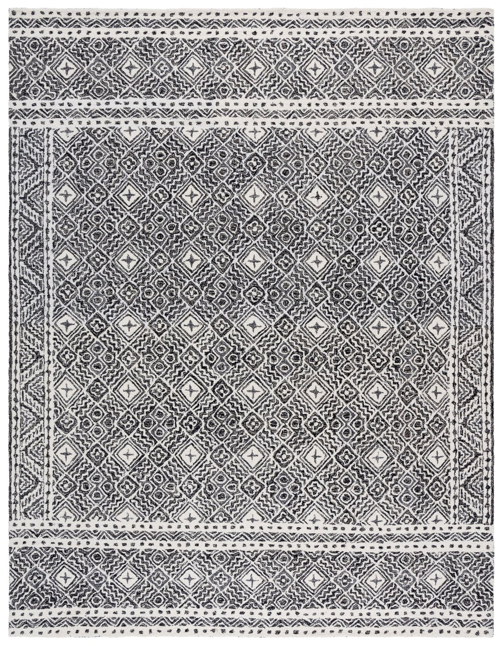 Safavieh Micro-loop Hand-tufted Rug In Elegant Grey And Ivory – Timeless Artistry For Any Home Decor Style Black ,Ivory 80% Wool And 20% Cotton Mlp803z-5sq