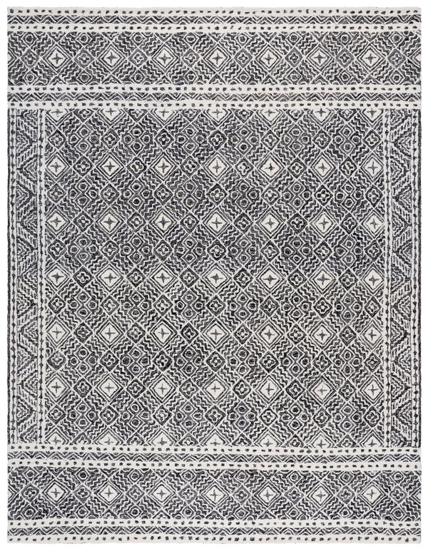 Safavieh Micro-loop Hand-tufted Rug In Elegant Grey And Ivory – Timeless Artistry For Any Home Decor Style Black ,Ivory 80% Wool And 20% Cotton Mlp803z-5sq