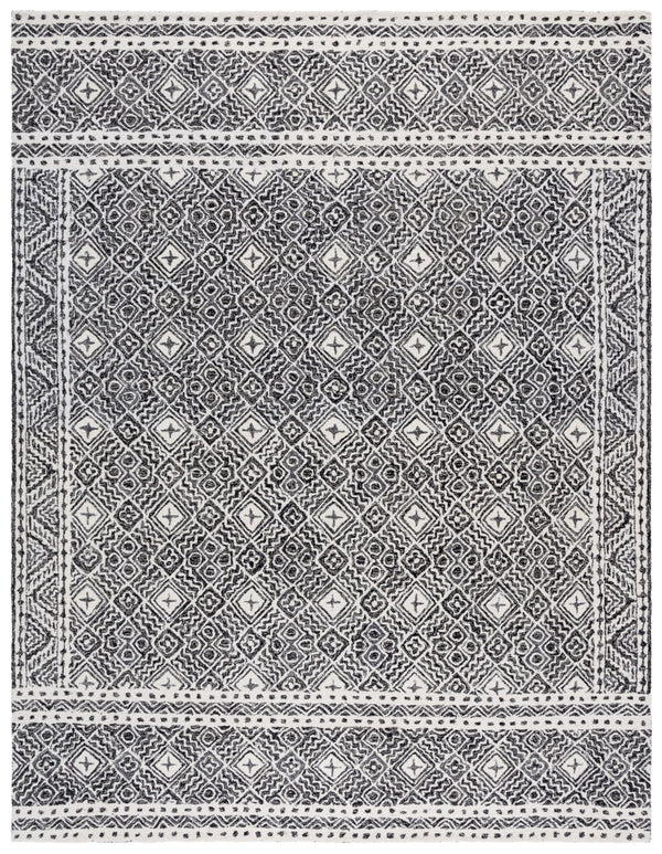 Safavieh Micro-loop Timeless Grey And Ivory Transitional Area Rug - Hand-tufted Luxury For Your Home Decor Black ,Ivory 80% Wool And 20% Cotton Mlp803z-3sq