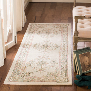 Safavieh Micro-Loop Hand-Tufted Wool Area Rug In Ivory With Fuchsia Floral Motifs And Intricate Border Elegance 10'-0" x 14'-0" MLP902R-10
