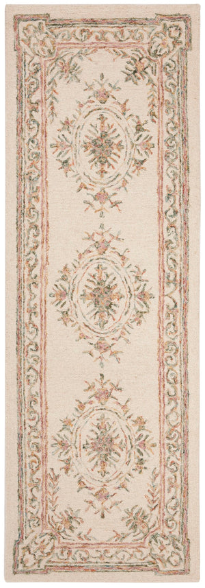 Safavieh Micro-loop Hand Tufted Wool Rug - Elegant Floral Design For Hallway, Soft Luxury, Timeless Style Ivory ,Fuchsia Wool Mlp902r-29