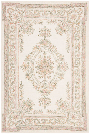 Safavieh Micro-loop Hand Tufted Wool Rug - Elegant Floral Design For Hallway, Soft Luxury, Timeless Style Ivory ,Fuchsia Wool Mlp902r-29