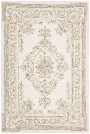 Safavieh Micro-Loop Hand-Tufted Wool Area Rug In Ivory With Fuchsia Floral Motifs And Intricate Border Elegance 10'-0" x 14'-0" MLP902R-10