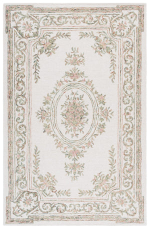 Safavieh Micro-loop Hand Tufted Wool Rug - Elegant Floral Design For Hallway, Soft Luxury, Timeless Style Ivory ,Fuchsia Wool Mlp902r-29