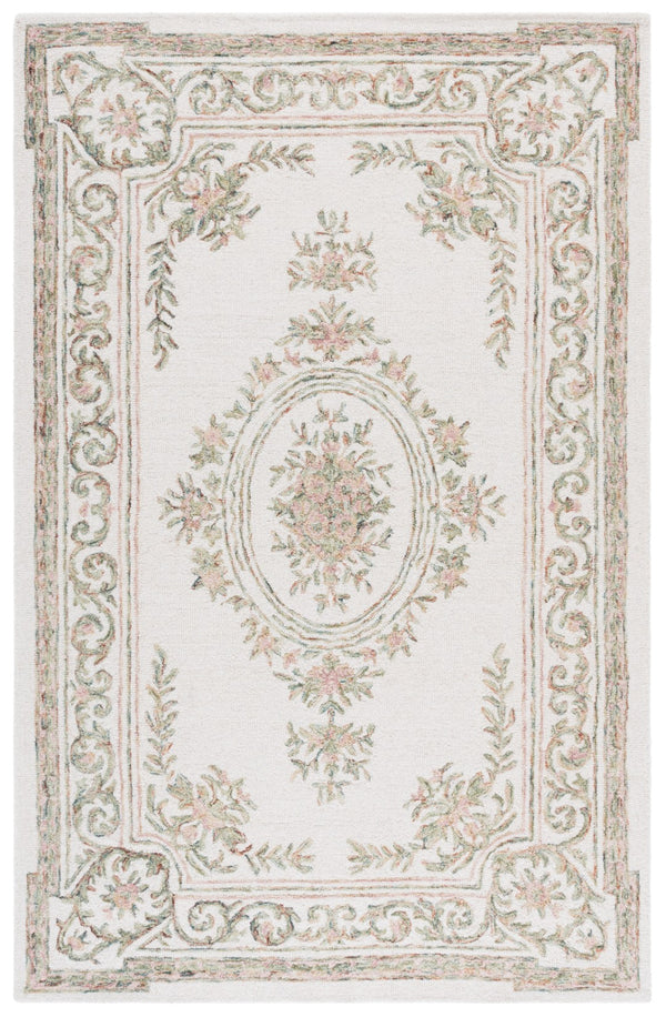 Safavieh Micro-loop Hand Tufted Wool Rug - Elegant Floral Design For Hallway, Soft Luxury, Timeless Style Ivory ,Fuchsia Wool Mlp902r-29