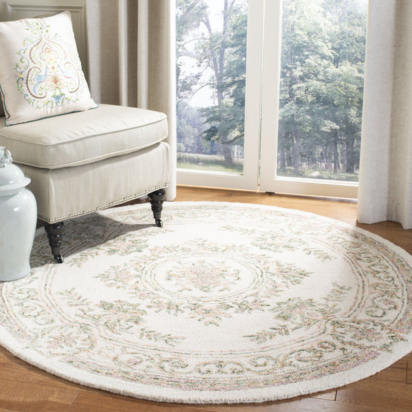 Safavieh Micro-Loop Hand-Tufted Wool Area Rug In Ivory With Fuchsia Floral Motifs And Intricate Border Elegance 10'-0" x 14'-0" MLP902R-10