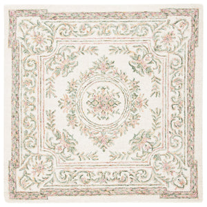Safavieh Micro-Loop Hand-Tufted Wool Area Rug In Ivory With Fuchsia Floral Motifs And Intricate Border Elegance 10'-0" x 14'-0" MLP902R-10