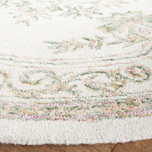 Safavieh Micro-Loop Hand Tufted Wool Round Rug Ivory Botanical Floral for Living Room MLP902R-7R