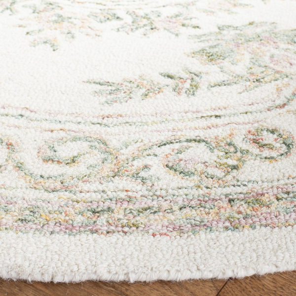 Safavieh Micro-Loop Hand Tufted Wool Round Rug Ivory Botanical Floral for Living Room MLP902R-7R