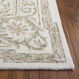 Safavieh Micro-Loop Hand Tufted Wool Round Rug Ivory Botanical Floral for Living Room MLP902R-7R