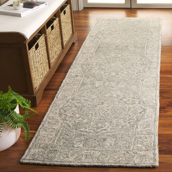 Safavieh Micro-loop Hand Tufted Area Rug - Luxurious Wool Blend With Serene Light Blue And Beige Elegance Light Blue ,Beige 80% Wool 10% Cotton Mlp925l-6sq