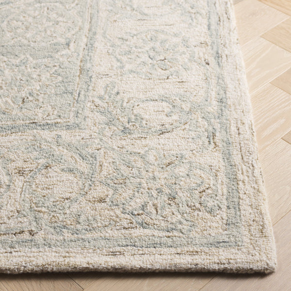 Safavieh Micro-loop Hand Tufted Area Rug - Luxurious Wool Blend With Serene Light Blue And Beige Elegance Light Blue ,Beige 80% Wool 10% Cotton Mlp925l-6sq